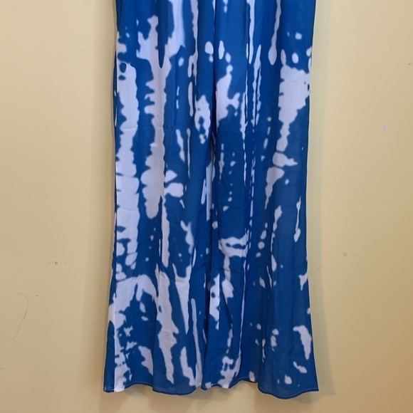 NIP Boho Tie Dye Print Cami V Neck Wide Leg Pocket Spaghetti Strap Jumpsuit S - Picture 4 of 13